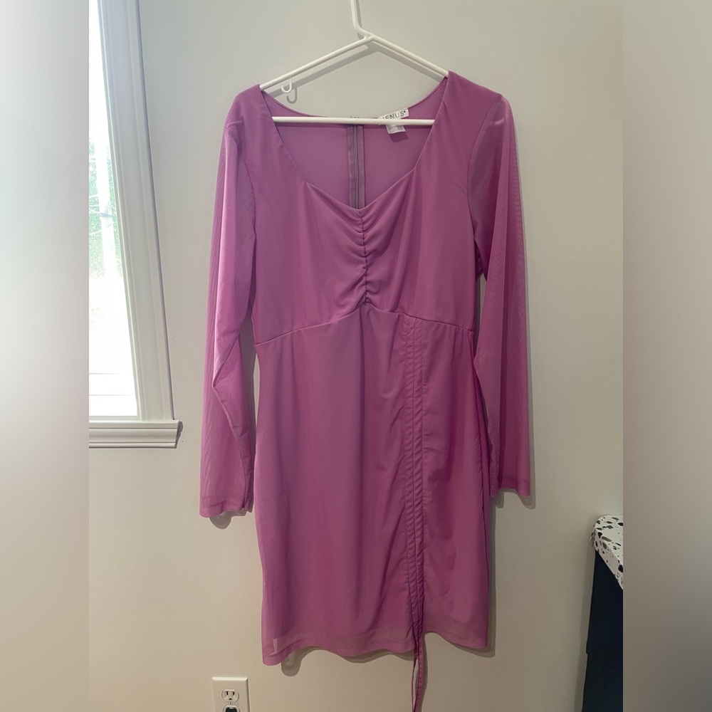 Elegant Pink Long Sleeve Dress